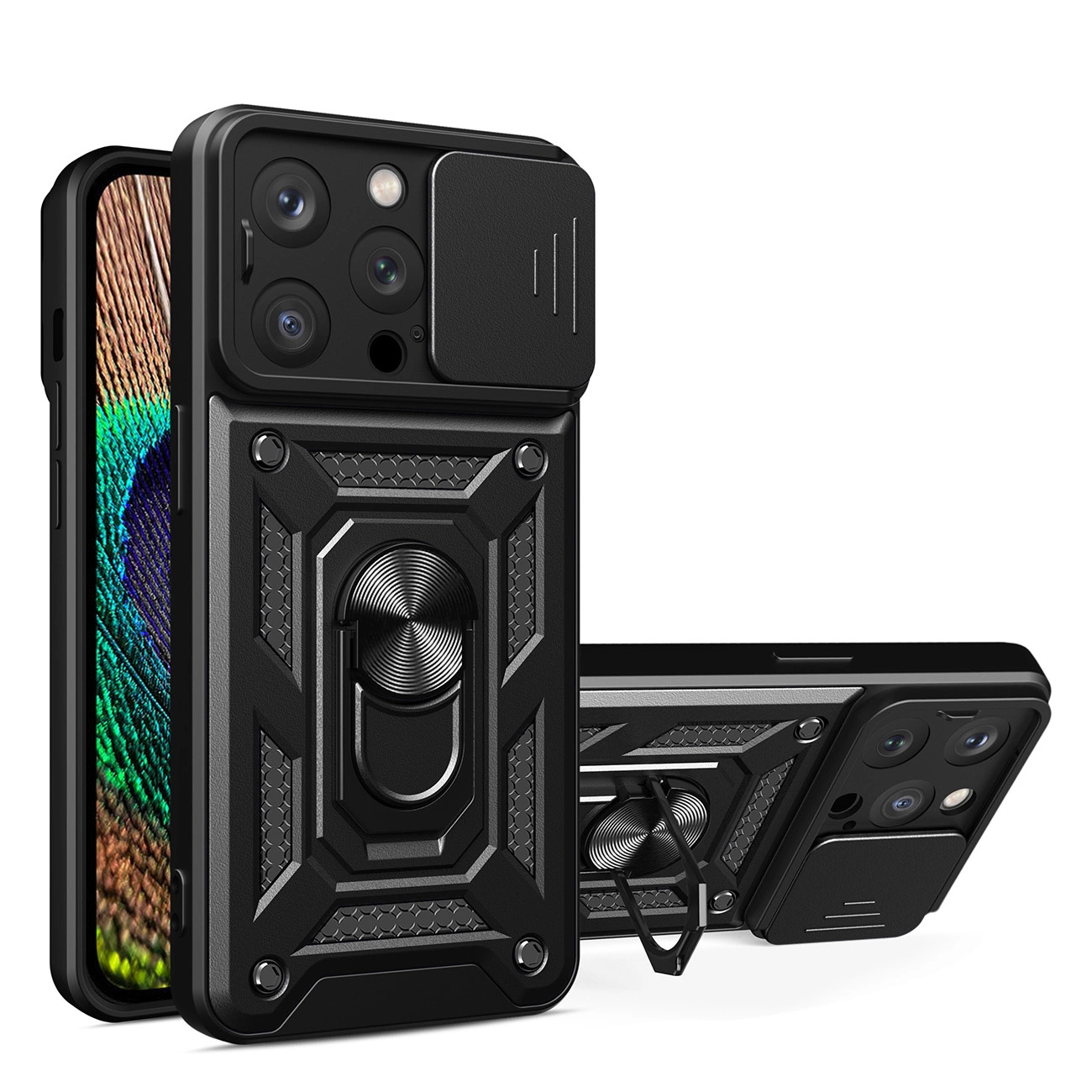 Hybrid Armor Camshield dėklas iPhone 14 Pro su apsauga kamerai juodas