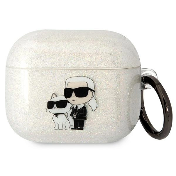 Karl Lagerfeld KLA3HNKCTGT dėklas AirPods 3 – permatomas, Gliter Karl & Choupette