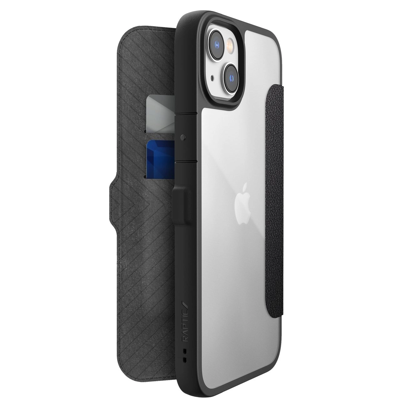 Raptic X-Doria Urban Folio dėklas iPhone 14 Plus, atverčiamas dangtelis, juodas