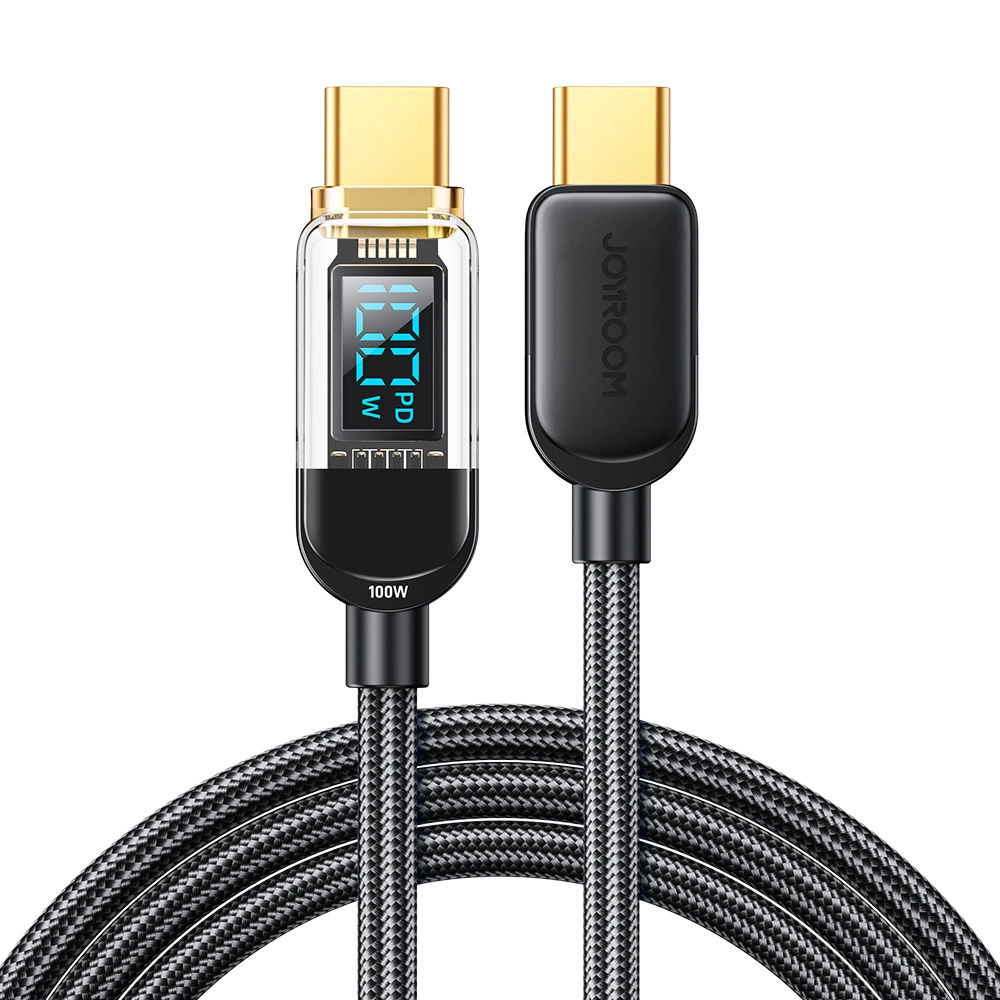 Joyroom A4 USB-C / USB-C 100W 1,2 m kabelis su Display – juodas