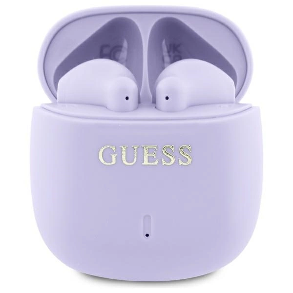 Guess Bluetooth ausinės GUTWSJ14ESGU TWS + dokavimo stotis - violetinės/violetinės su spausdintu klasikinio logotipo