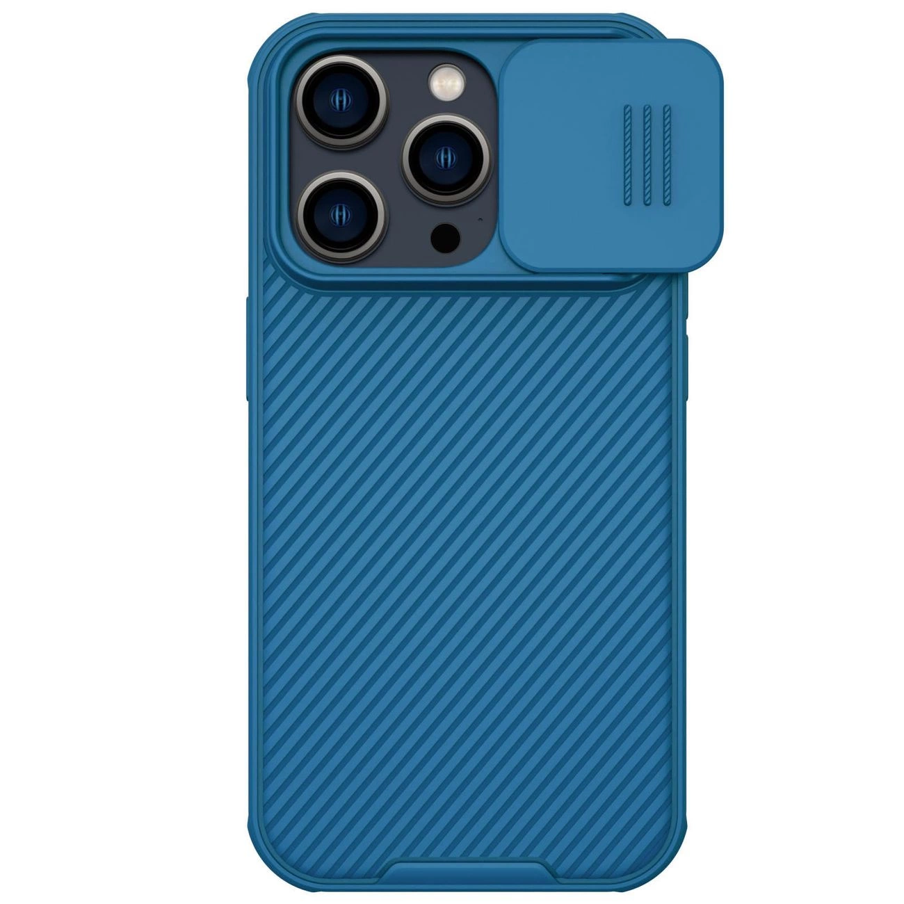 Nillkin CamShield Pro dėklas iPhone 14 Pro šarvuotas su kameros dangteliu mėlynas