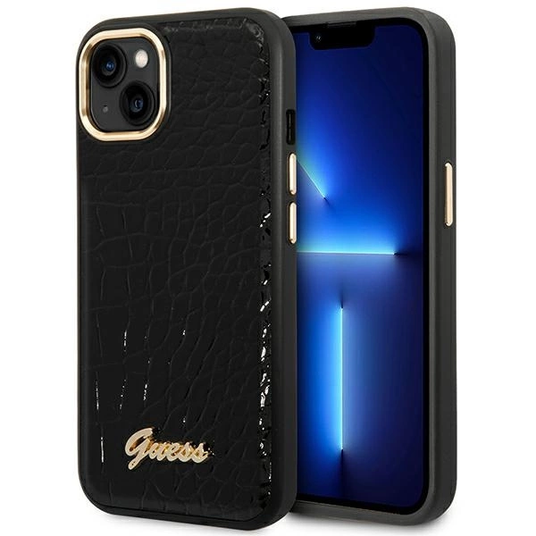 Guess GUHCP14MHGCRHK iPhone 14 Plus 6,7" juodas kietas dėklas Croco Collection