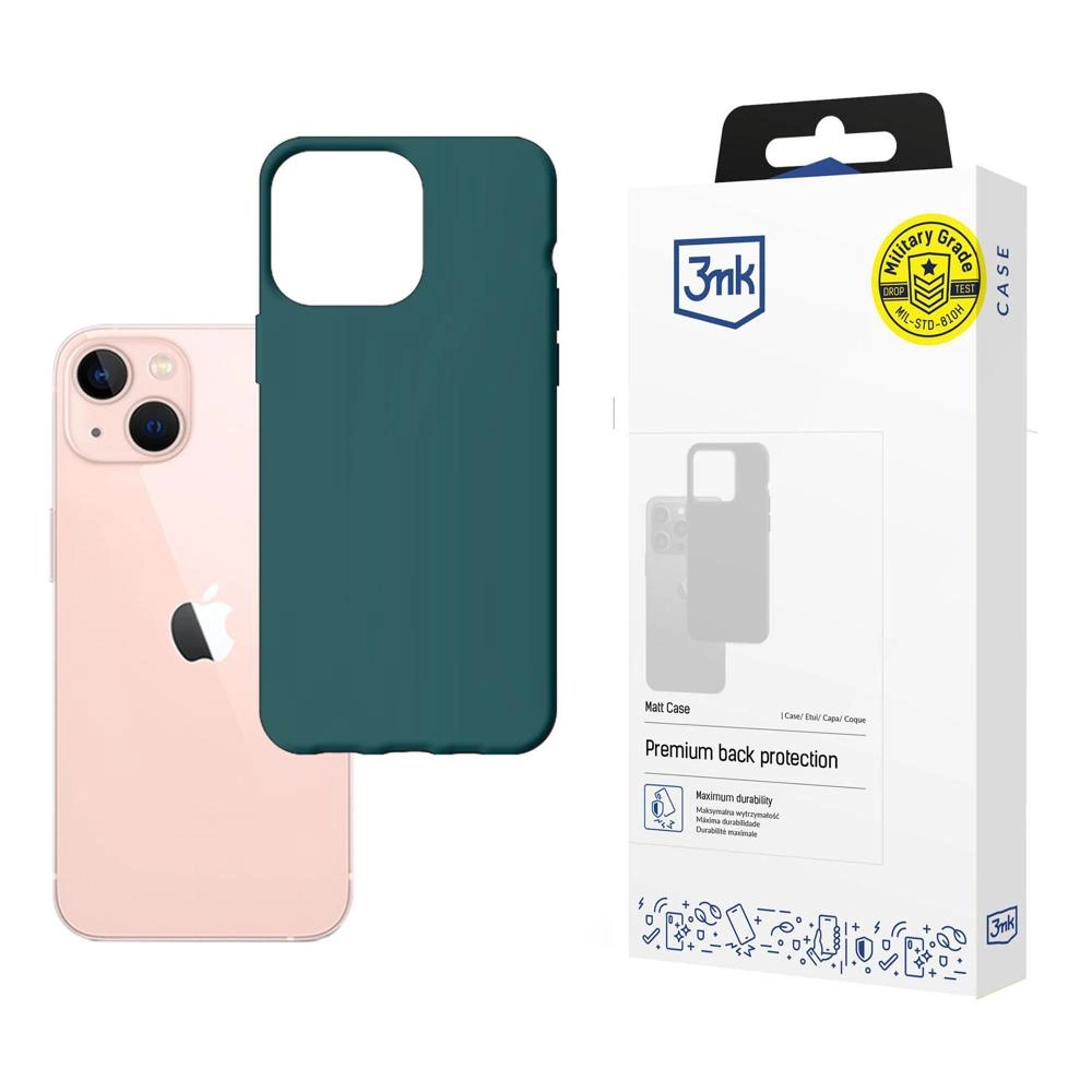 iPhone 14 Plus dėklas iš 3mk Matt Case serijos - tamsiai žalias