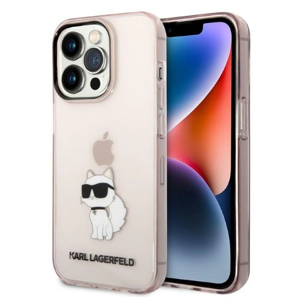 Karl Lagerfeld Ikonik Choupette dėklas iPhone 14 Pro Max – rožinis