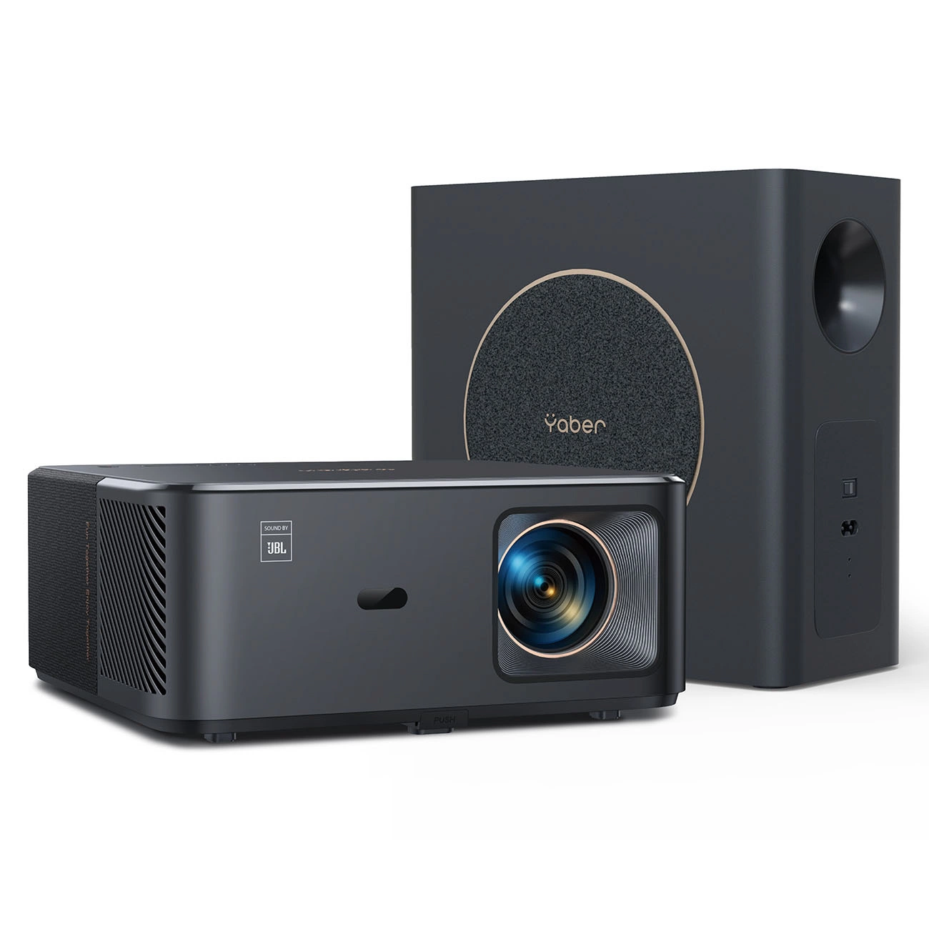 Yaber K2s Pro LCD FullHD 1080p multimedia projektorius su JBL garsiakalbiais ir žemų dažnių kolonėle – juodas