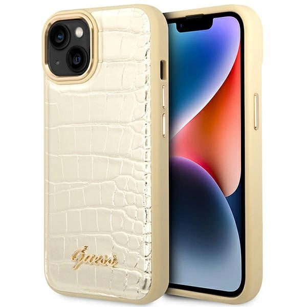 Guess GUHCP14MHGCRHD iPhone 14 Plus 6,7" auksinis kietas dėklas Croco Collection