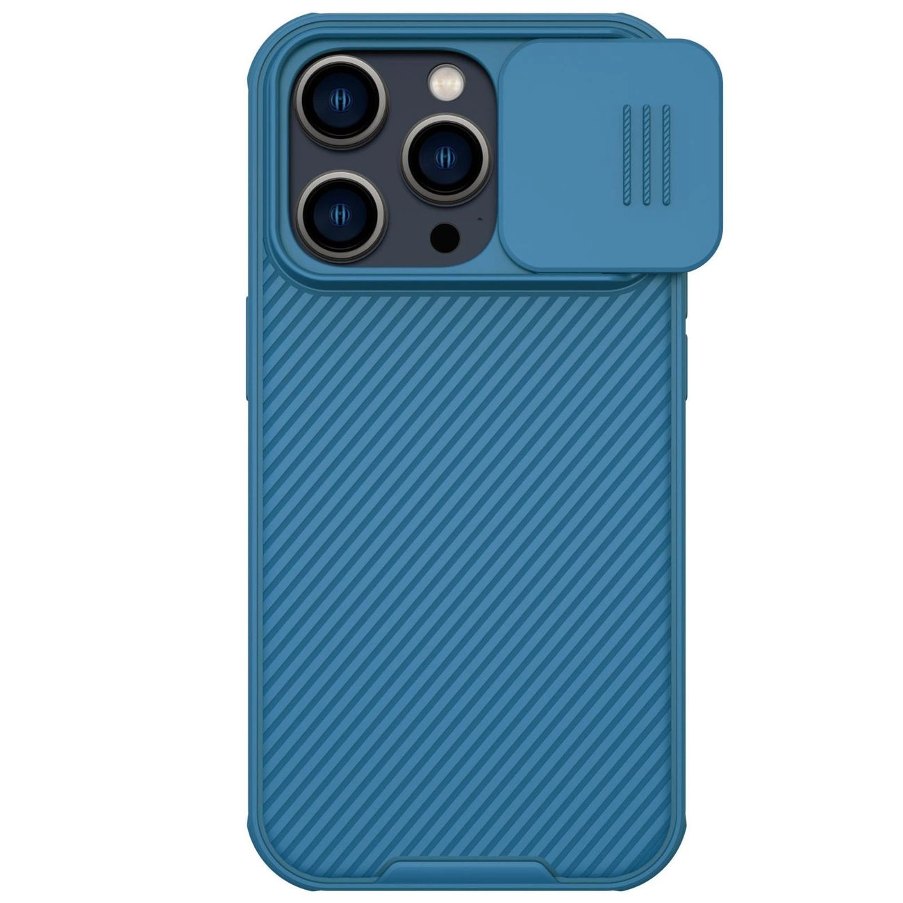 Nillkin CamShield Pro Magnetic dėklas iPhone 14 Pro Max su kameros dangteliu mėlynas (su MagSafe)