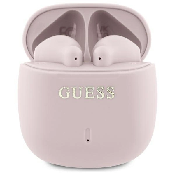 Guess Bluetooth ausinės GUTWSJ14ESGP TWS + dokavimo stotis - rožinės/rožinės su spausdintu klasikinio logotipo
