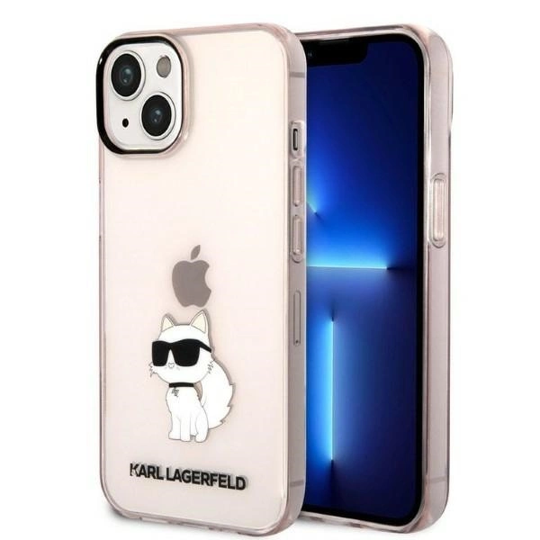 Karl Lagerfeld Ikonik Choupette dėklas iPhone 14 – rožinis