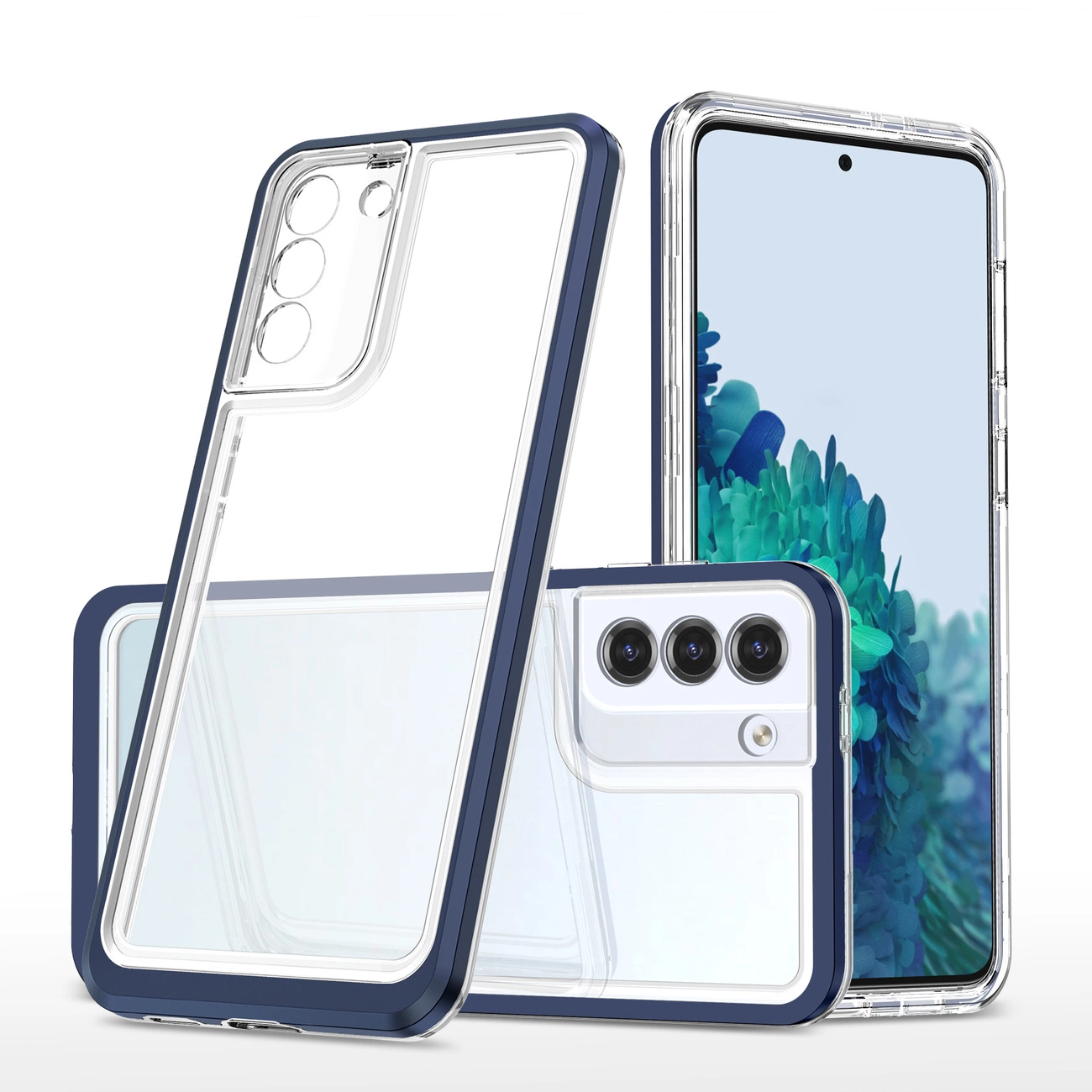 Clear 3in1 dėklas Samsung Galaxy S23+ – silikoninis su rėmeliu, mėlynas
