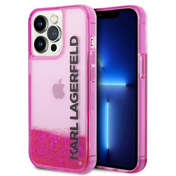Karl Lagerfeld KLHCP14LLCKVF iPhone 14 Pro 6,1" rožinis kietas dėklas Skystas blizgesys Elong