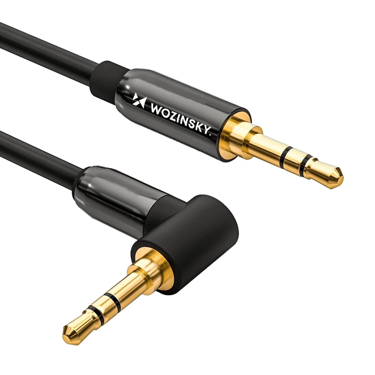 Wozinsky AUX laidas kampuotas (male-male) mini jack 2 m juodas