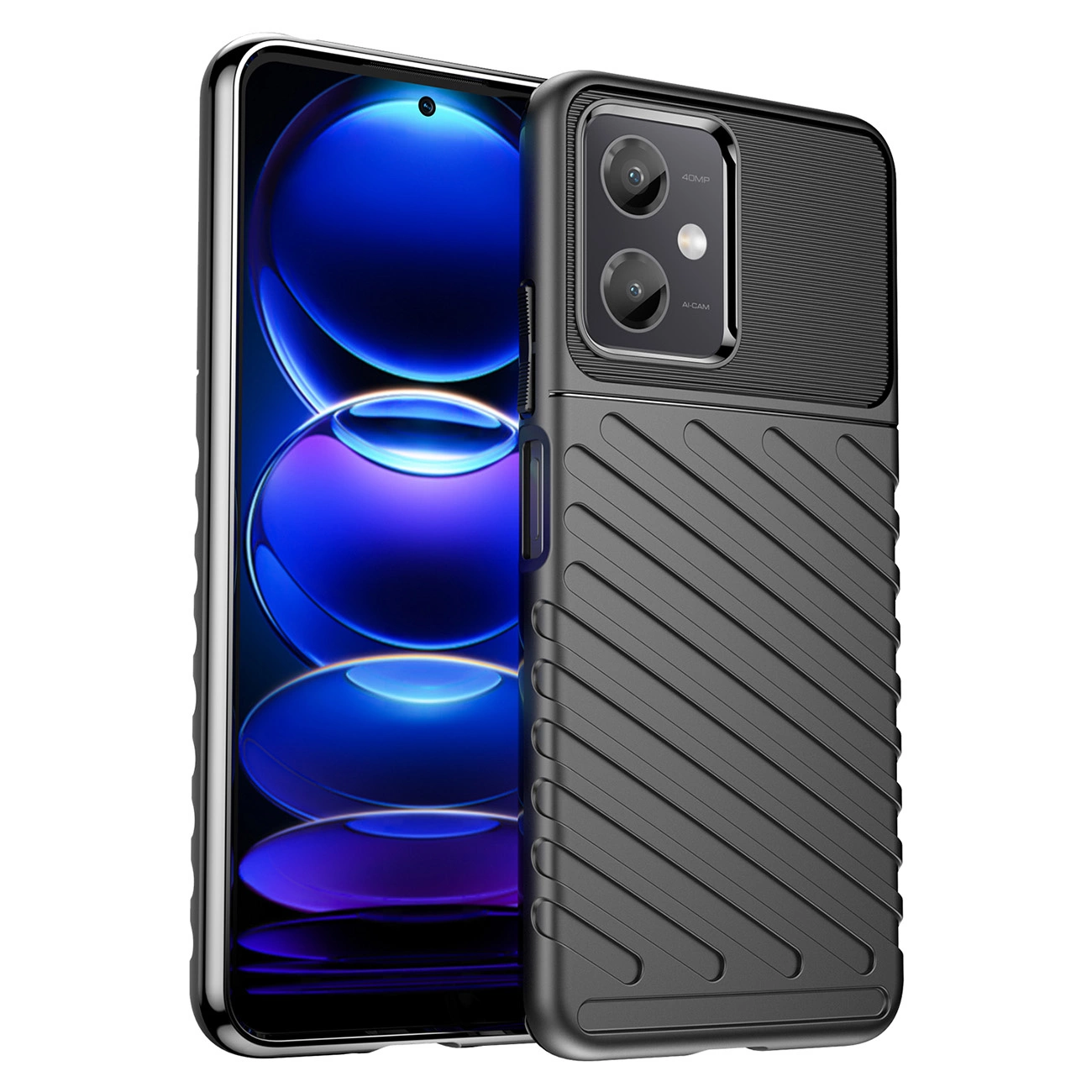 Thunder dėklas Xiaomi Poco X5 5G / Redmi Note 12 5G – silikoninis, šarvuotas, juodas