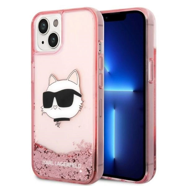 Karl Lagerfeld Glitter Choupette Head dėklas iPhone 14 Plus – rožinis