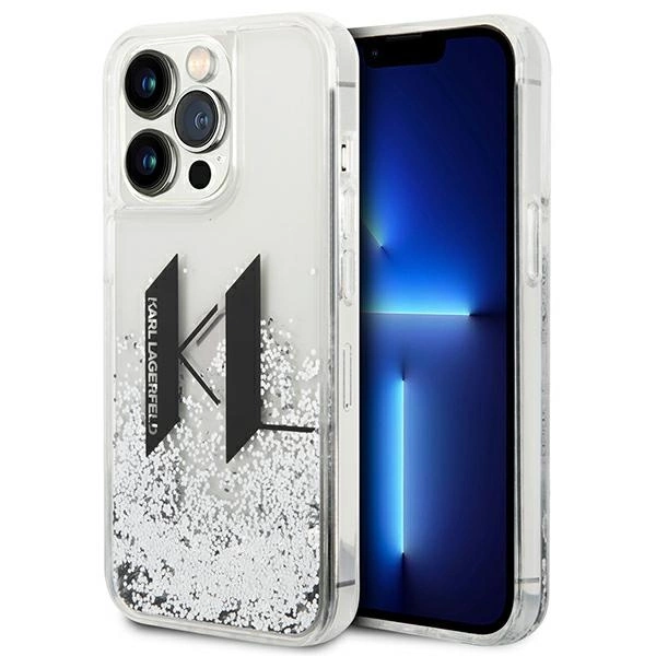 Karl Lagerfeld KLHCP14XLBKLCS iPhone 14 Pro Max 6,7" sidabrinis kietas dėklas Skystas blizgesys Didelis KL