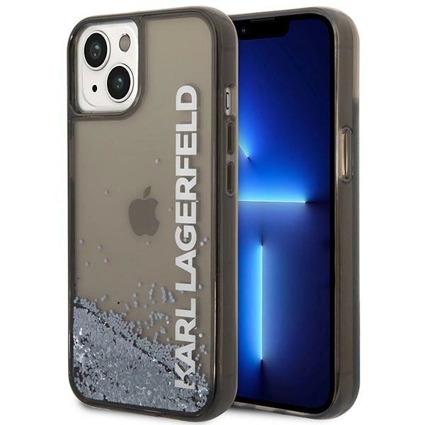 Karl Lagerfeld Liquid Glitter Elong dėklas iPhone 14 Plus – juodas