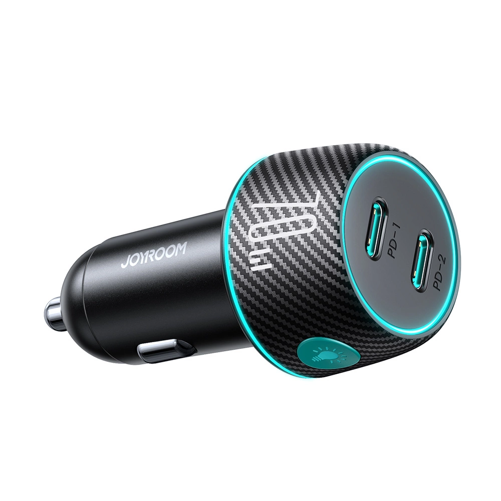 2x USB-C 70W automobilių įkroviklis su LED apšvietimu Joyroom JR-CCN02 – juodas
