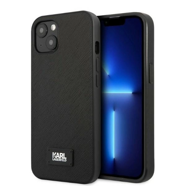 Karl Lagerfeld KLHCP13SSFMP2K iPhone 13 mini 5,4" – juodas/juodas kietas dėklas, Saffiano Plaque