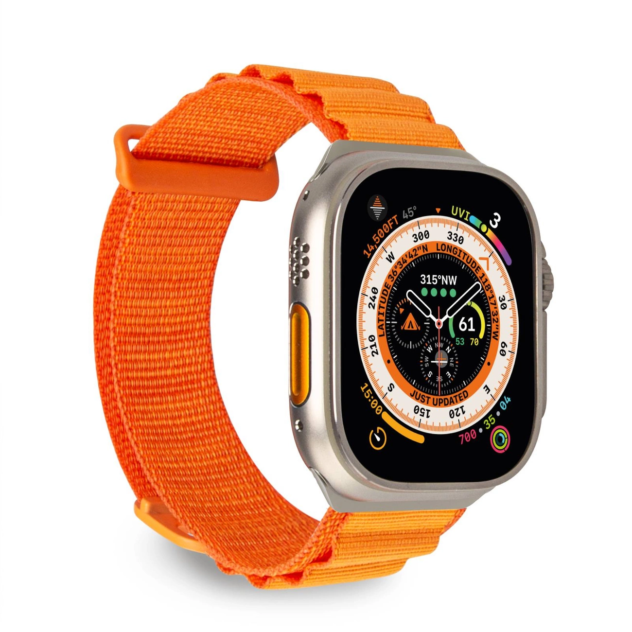 Puro Extreme nailoninis dirželis Apple Watch 42 / 44 / 45 / 49 mm – oranžinis