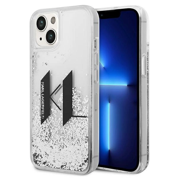 Karl Lagerfeld KLHCP14SLBKLCS iPhone 14 6,1" sidabrinis kietas dėklas Skystas blizgesys Didelis KL