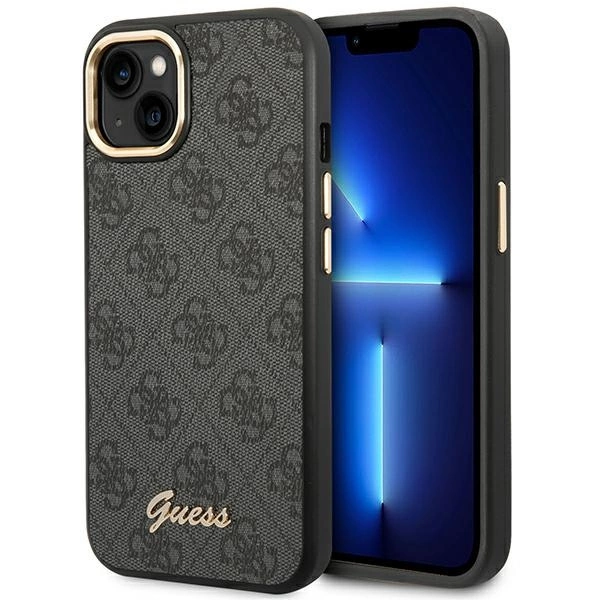 Guess GUHCP14MHG4SHK iPhone 14 Plus 6,7" juodas kietas dėklas 4G Vintage Gold Logo