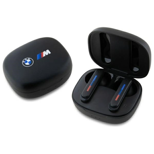BMW Bluetooth ausinės BMBEMIATP20LOK TWS + dokavimo stotis - juodos/juodos su logotipais