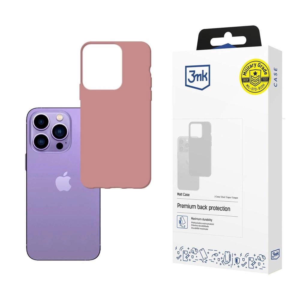 iPhone 14 Pro Max dėklas iš 3mk Matt Case serijos - rožinis