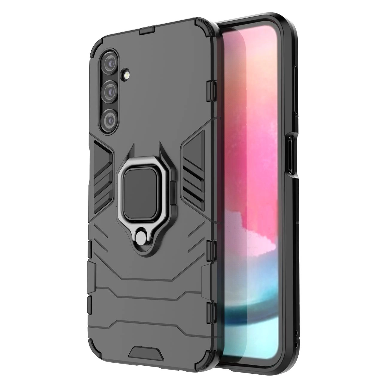 Ring Armor dėklas Samsung Galaxy A24 4G – armuotas dėklas su magnetiniu žiedu, juodas