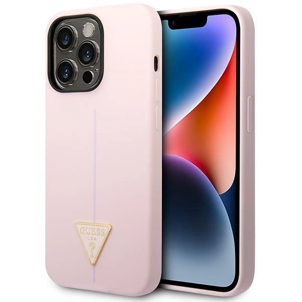 Guess silikoninis dėklas su Triangle Logo iPhone 14 Pro 6,1" – violetinis
