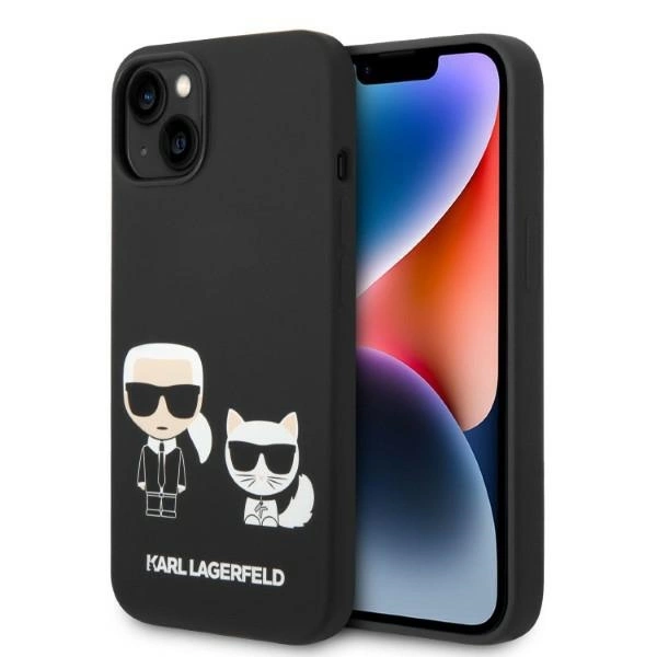 Karl Lagerfeld KLHMP14MSSKCK dėklas iPhone 14 Plus 6,7" – juodas Liquid Silicone Karl & Choupette Magsafe