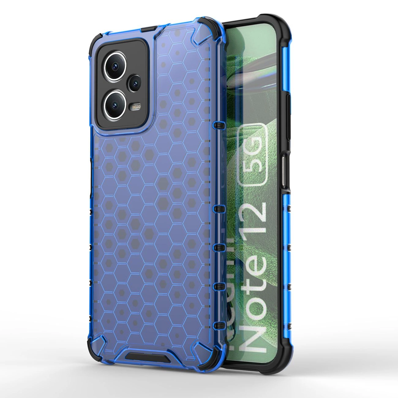 Honeycomb dėklas Xiaomi Redmi Note 12 5G / Poco X5 5G – armuotas hibridinis, mėlynas