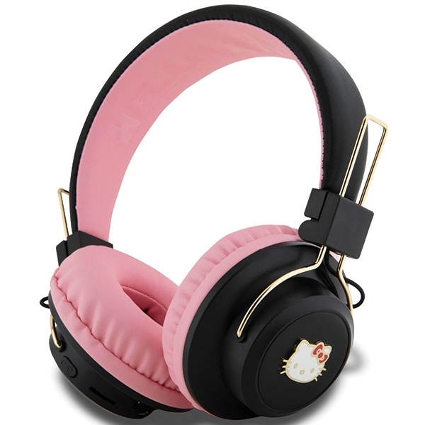 Hello Kitty Metal Logo Bluetooth ausinės ant ausų - rožinės