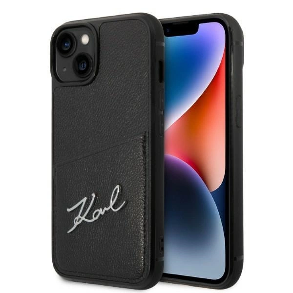 Karl Lagerfeld Signature Logo Cardslot dėklas iPhone 14 Plus – juodas