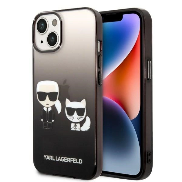 Karl Lagerfeld KLHCP14MTGKCK iPhone 14 Plus 6,7" juodas kietas dėklas Gradient Ikonik Karl & Choupette