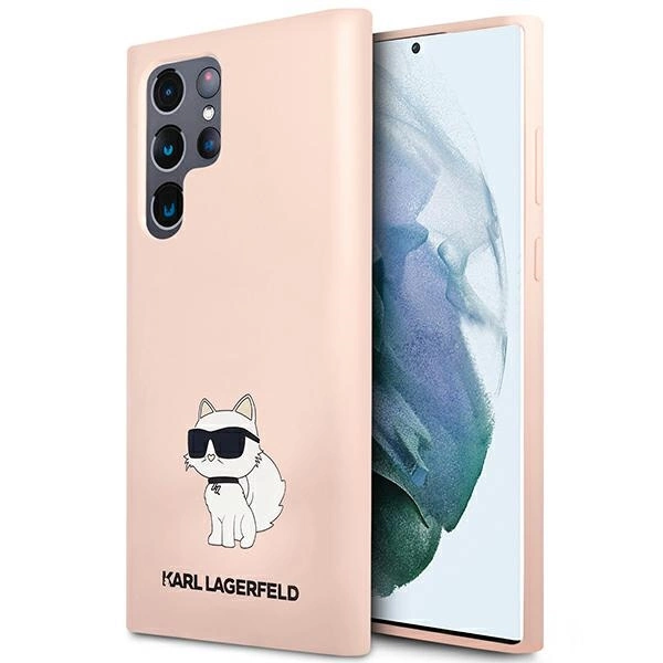 Karl Lagerfeld KLHCS23LSNCHBCP S23 Ultra S918 – rožinis/pink kietas dėklas, silikoninis Choupette