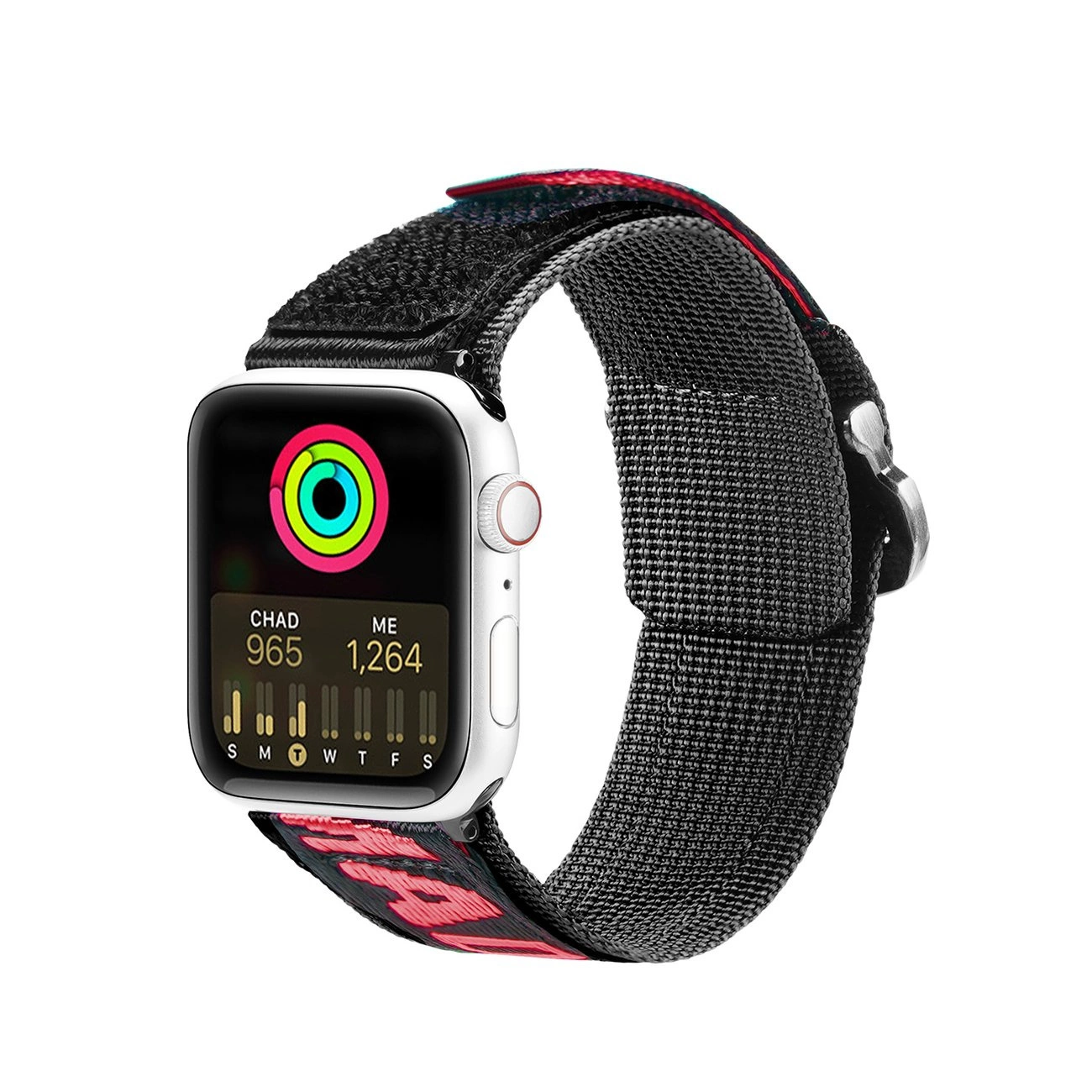 Dux Ducis Strap (Outdoor Version) Apple Watch Ultra, SE, 9, 8, 7, 6, 5, 4, 3, 2, 1 (49, 45, 44, 42 mm) nailono apyrankė juoda/raudona