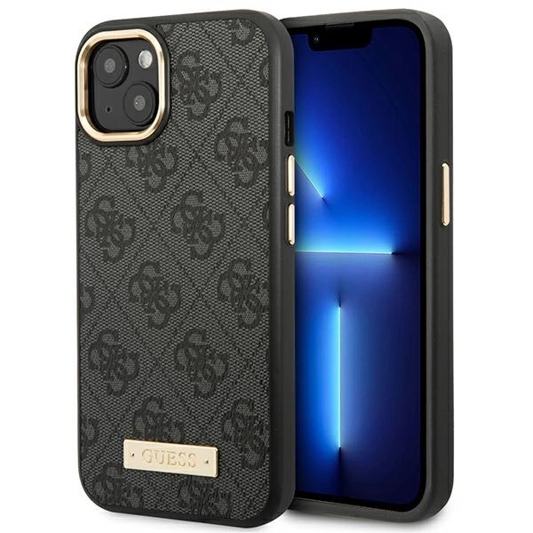 Guess GUHMP14MU4GPRK iPhone 14 Plus 6,7" juodas kietas dėklas 4G Logo Plate MagSafe