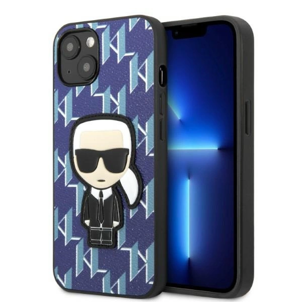 Karl Lagerfeld KLHCP13MPMNIKBL iPhone 13 6,1" – mėlynas/mėlynas kietas dėklas, Monogram Ikonik Patch