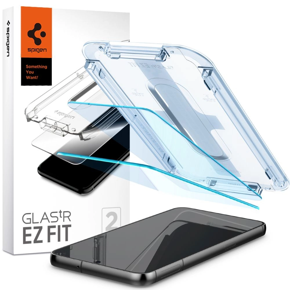 Spigen Glas.tR EZ Fit apsauginis stiklas Samsung Galaxy S23 – 2 vnt.