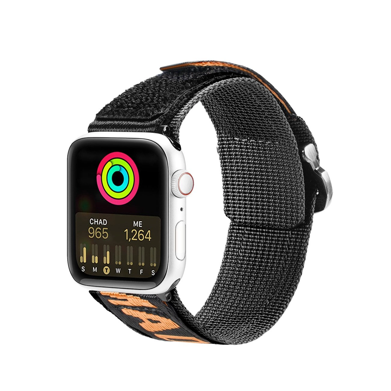 Dux Ducis Strap (Outdoor Version) Apple Watch Ultra, SE, 9, 8, 7, 6, 5, 4, 3, 2, 1 (49, 45, 44, 42 mm) nailono apyrankė juoda/oranžinė