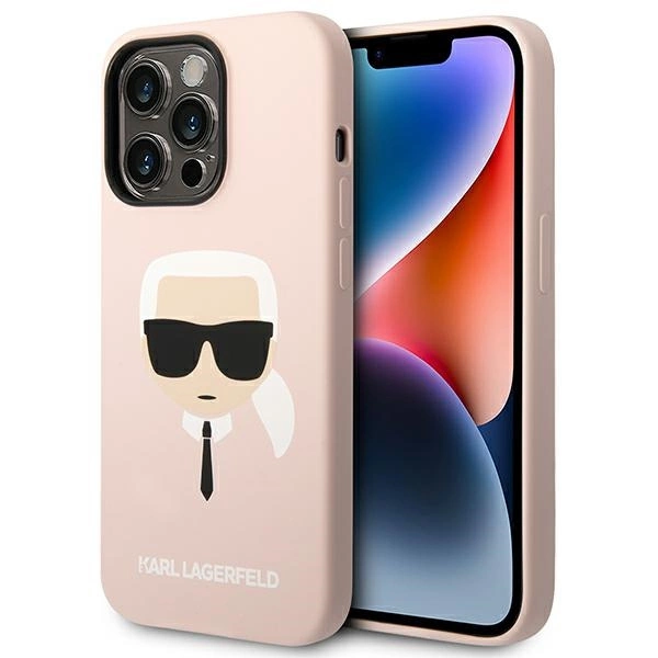 Karl Lagerfeld KLHCP14XSLKHLP dėklas iPhone 14 Pro Max 6,7" – rožinis Silicone Karl's Head