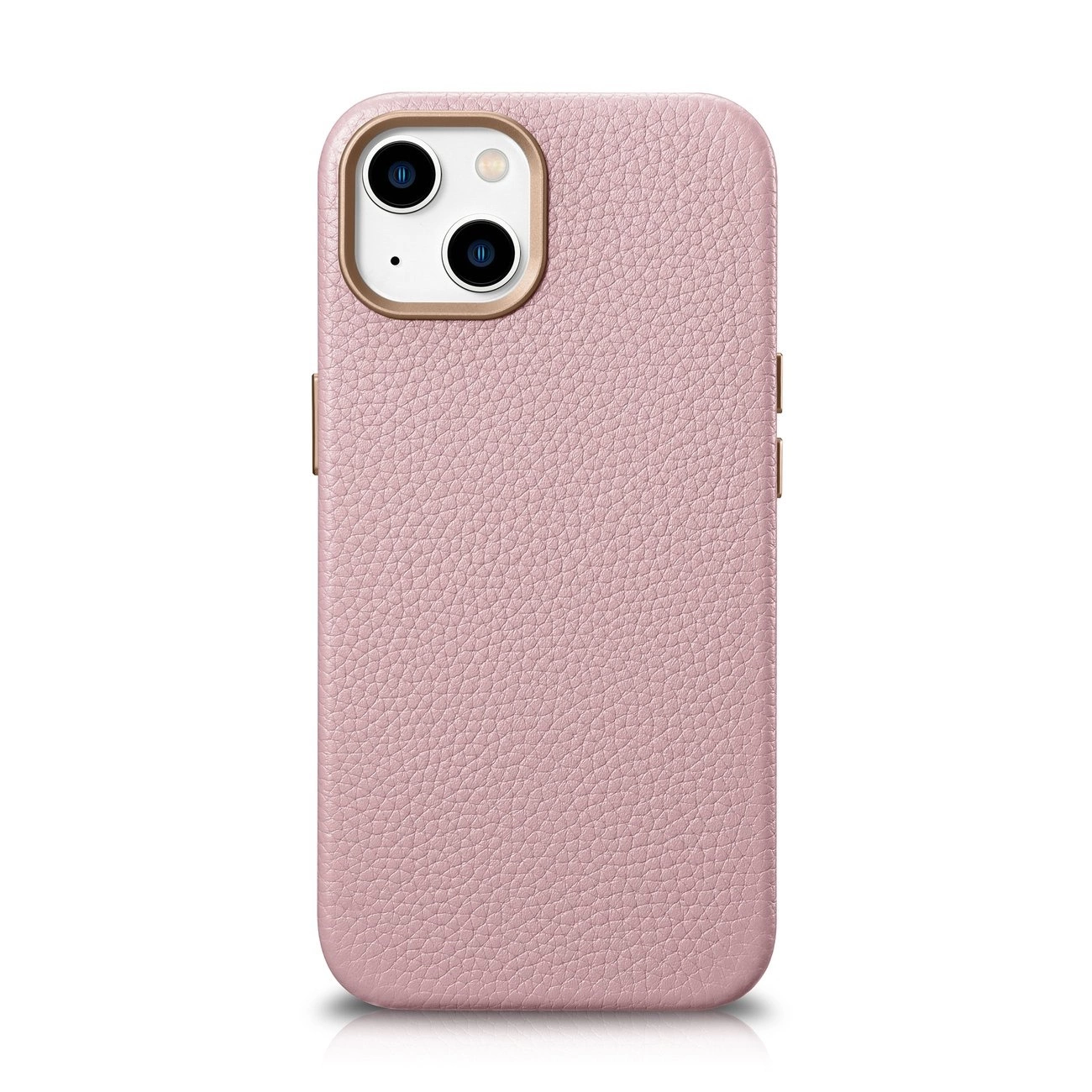 iCarer Litchi Premium Leather dėklas iPhone 14 Plus magnetinis odinis dėklas su MagSafe rožinis (WMI14220711-PK)