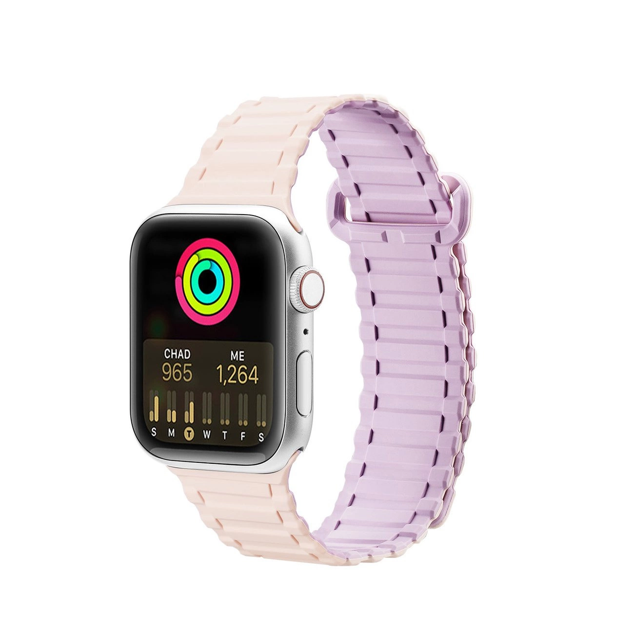 Dux Ducis Strap (Armor Version) Apple Watch Ultra, SE, 9, 8, 7, 6, 5, 4, 3, 2, 1 (49, 45, 44, 42 mm) silikoninė magnetinė apyrankė rožinė/violetinė
