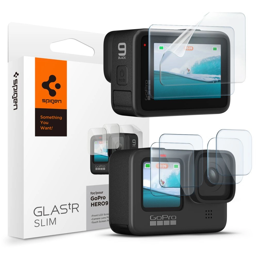 Spigen Glass.tR Slim grūdintas stiklas + plėvelė 2 vnt. GoPro Hero 9 / 10 / 11 / 12 - skaidrus