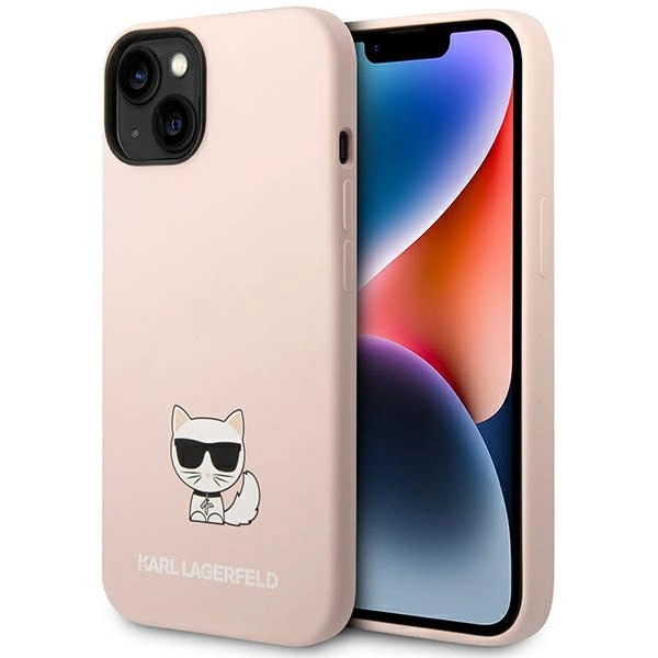 Karl Lagerfeld KLHCP14MSLCTPI iPhone 14 Plus 6,7" šviesiai rožinis kietas dėklas Silicone Choupette Body