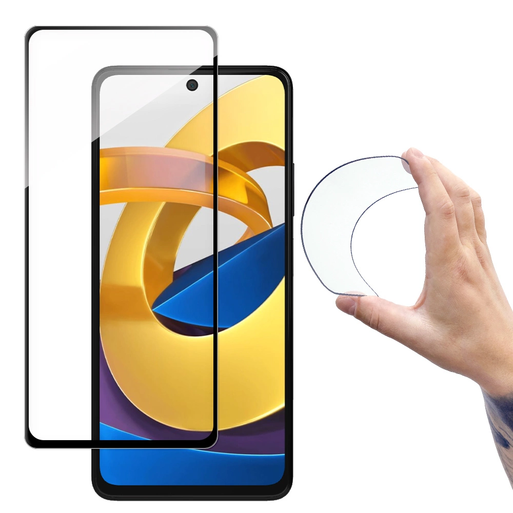 Wozinsky Full Cover Flexi Nano stiklo plėvelė su rėmeliu Xiaomi Poco M4 Pro 5G - skaidrus
