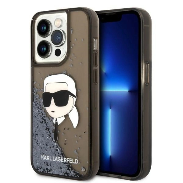 Karl Lagerfeld KLHCP14LLNKHCK iPhone 14 Pro 6,1" – juodas/juodas kietas dėklas, Glitter Karl Head