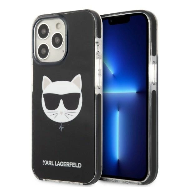 Karl Lagerfeld KLHCP13LTPECK iPhone 13 Pro / 13 6,1" – juodas/juodas kietas dėklas, Choupette Head