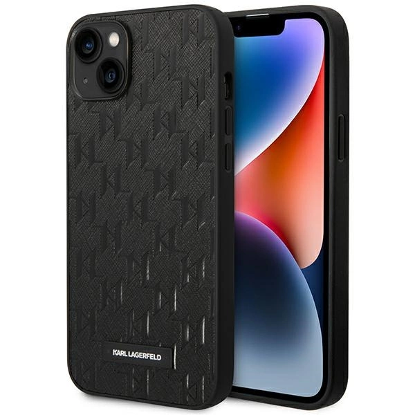 Karl Lagerfeld KLHCP14MSAKLHPK iPhone 14 Plus 6,7" juodas kietas dėklas Saffiano Mono Metal Logo